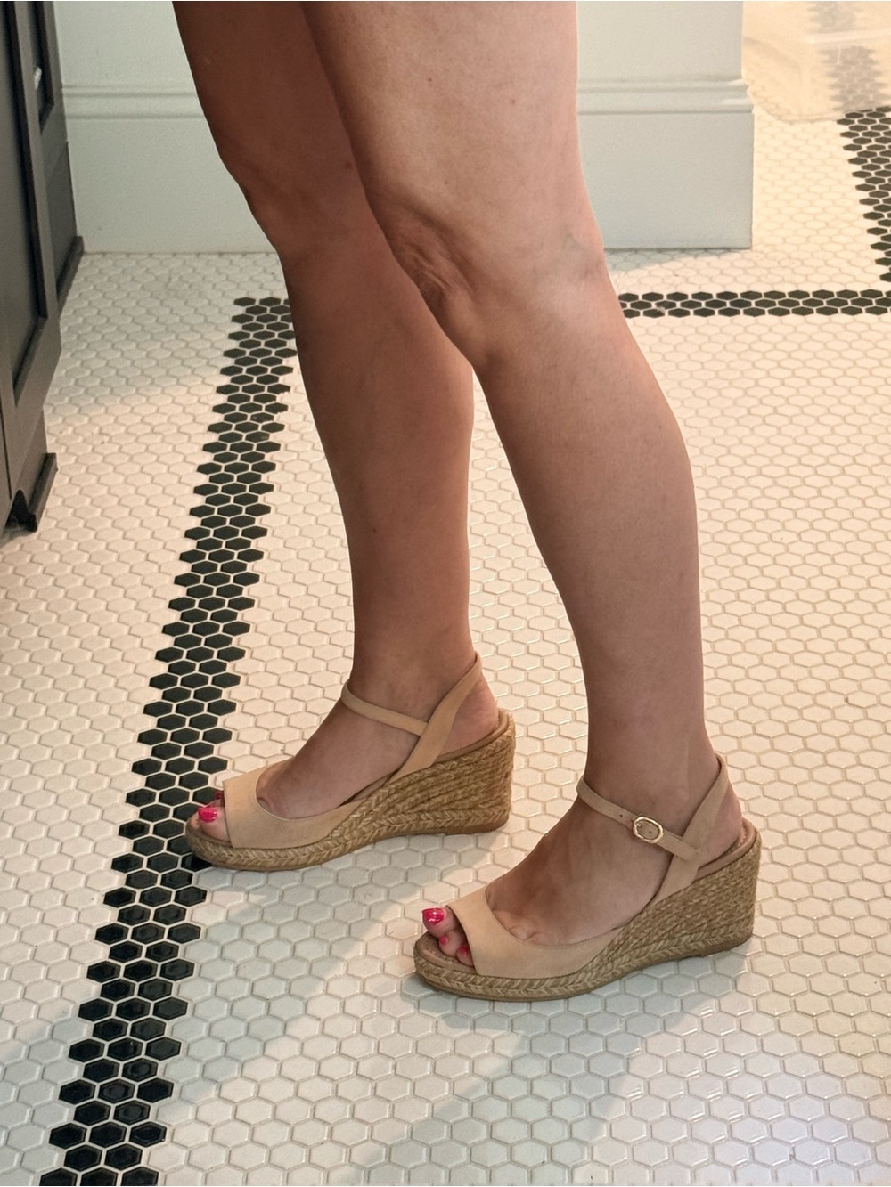Stuart Weitzman Mirela II Nude Suede Espadrille Wedge Sandals 7.5. Like New. - Picture 4 of 11